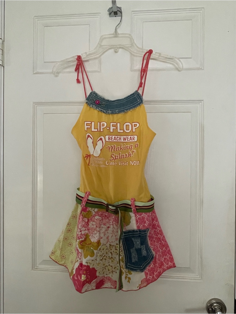 Hannah Banana Yellow Pink Smocked Girls Dress